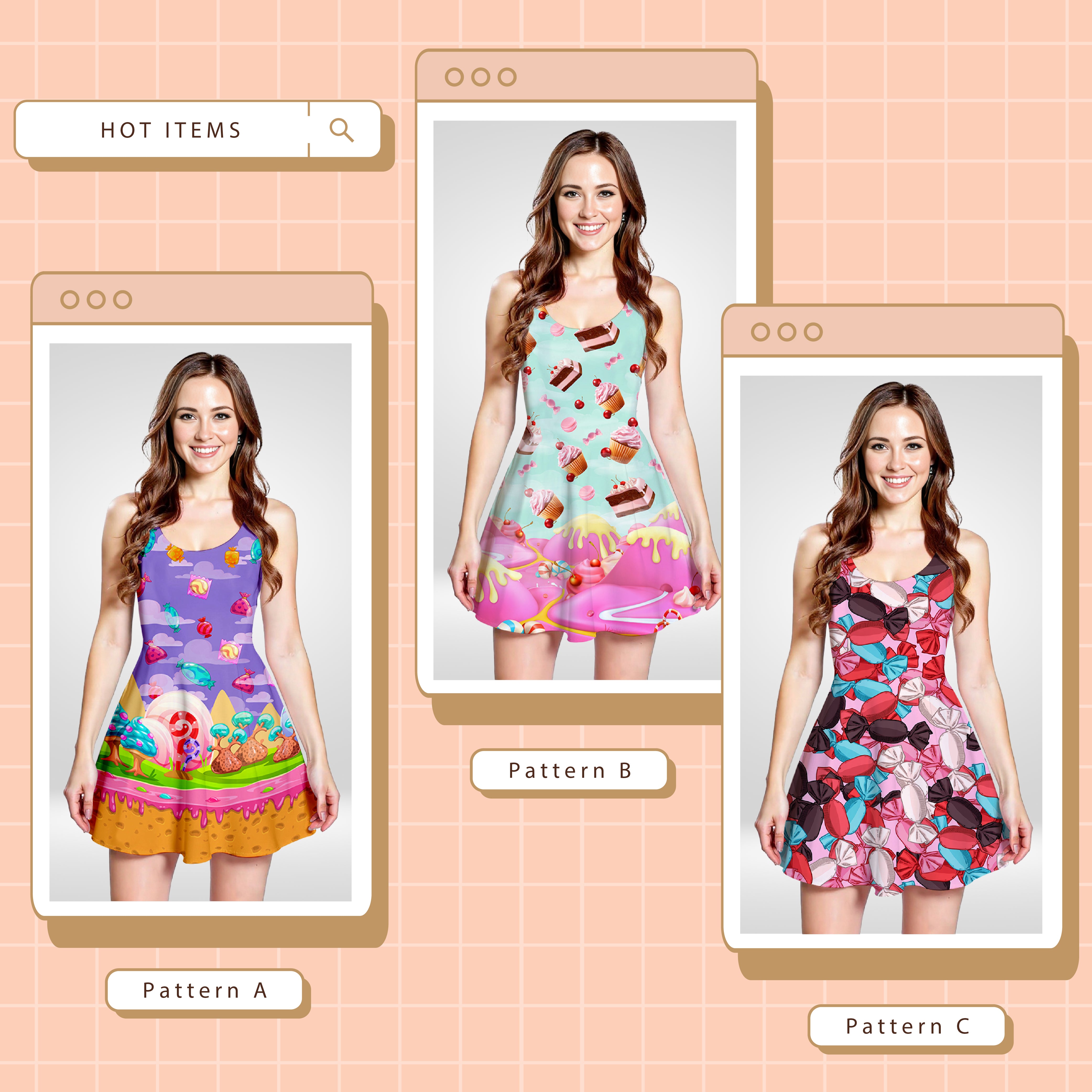 All Over Print Pattern Sleeve Dress