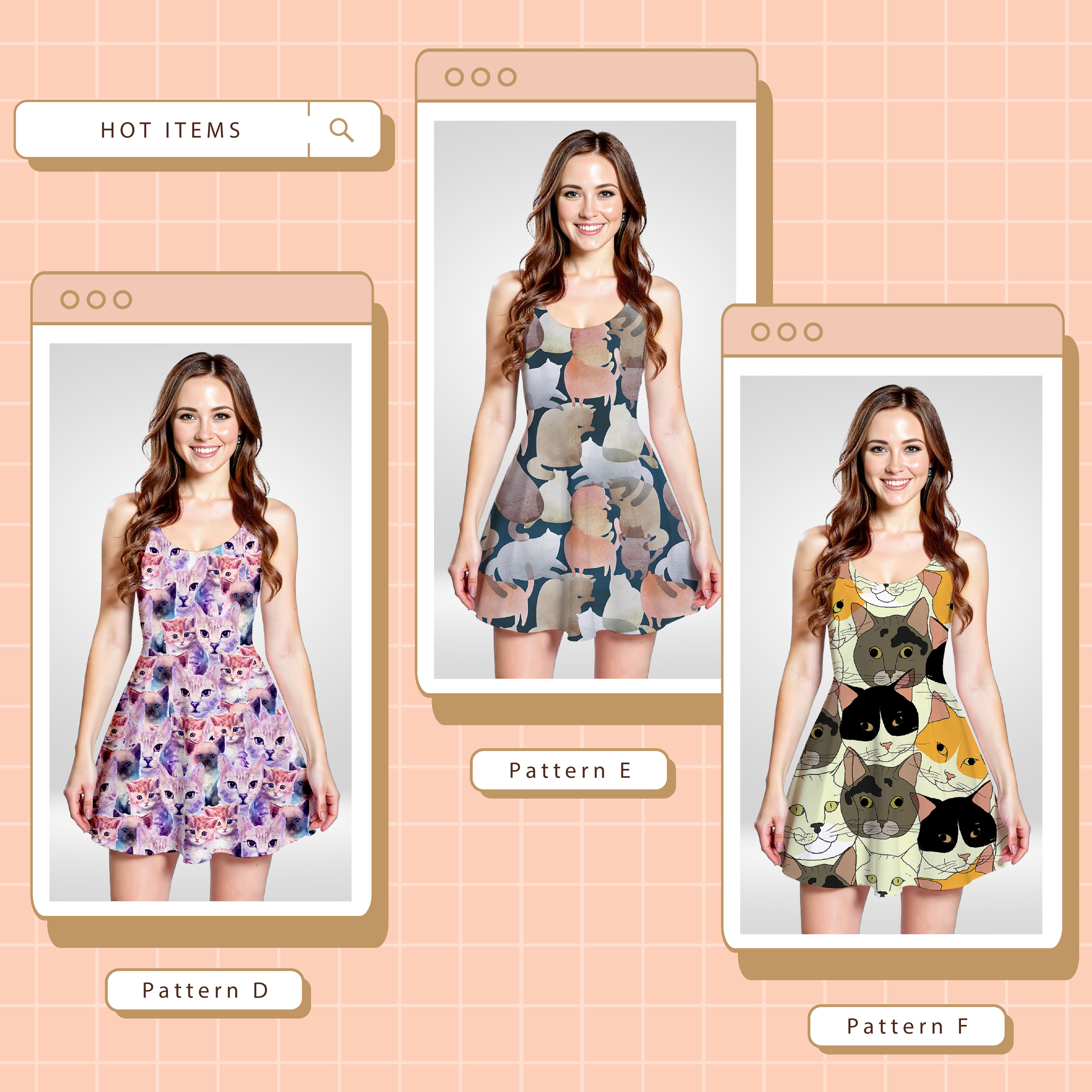 All Over Print Pattern Sleeve Dress
