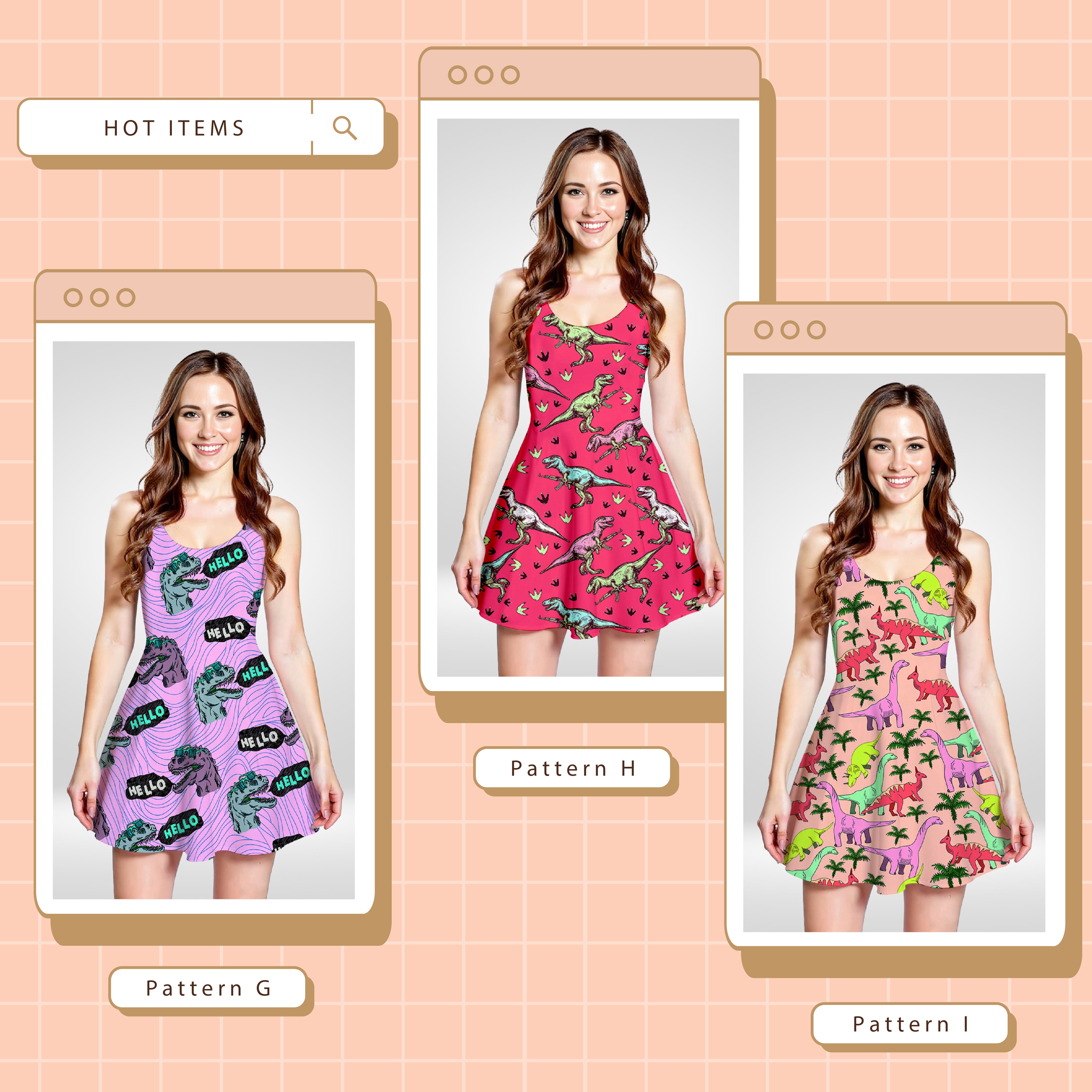 All Over Print Pattern Sleeve Dress
