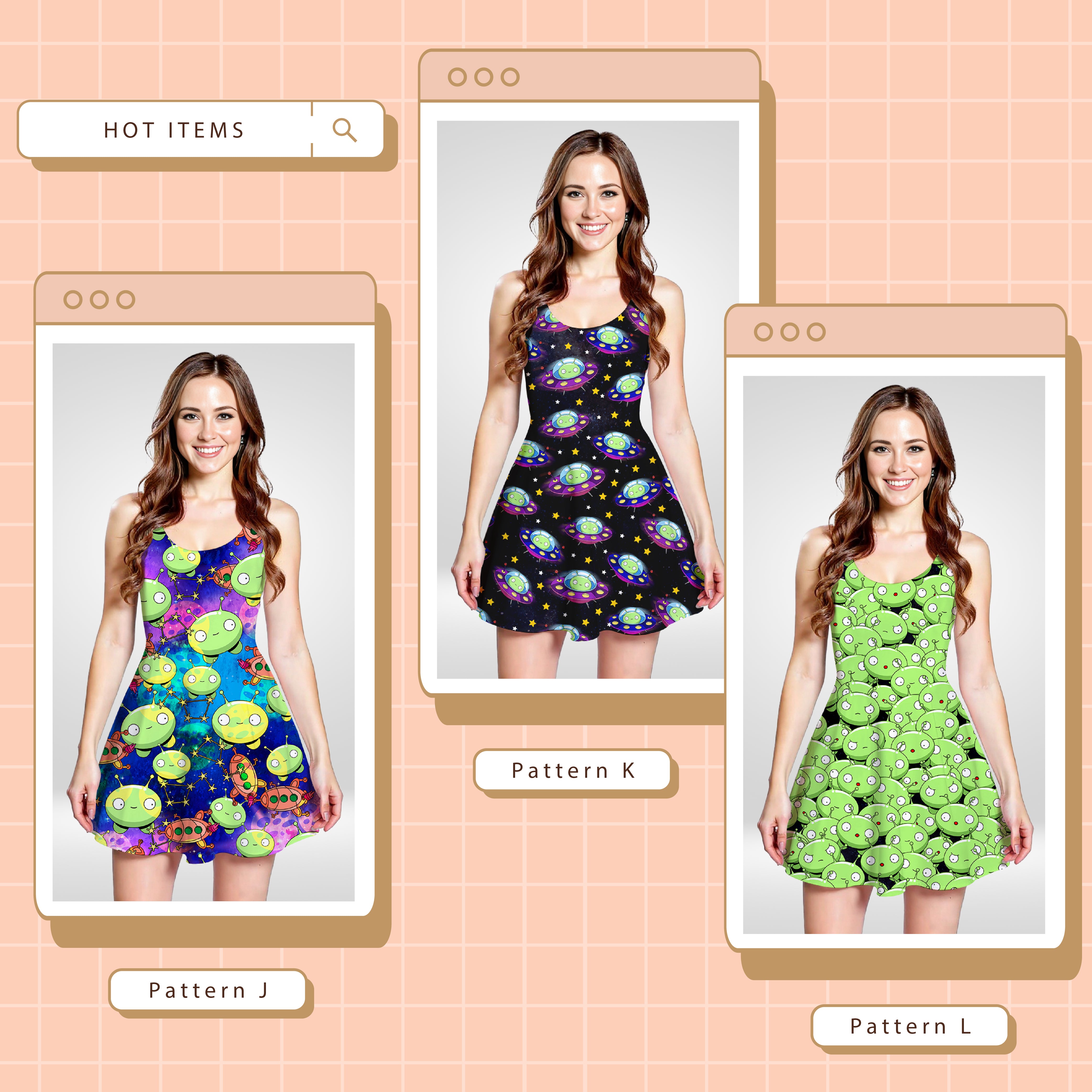 All Over Print Pattern Sleeve Dress
